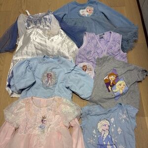 8 items kids Frozen Elsa girls tops, vest, dresses and costume - kids size